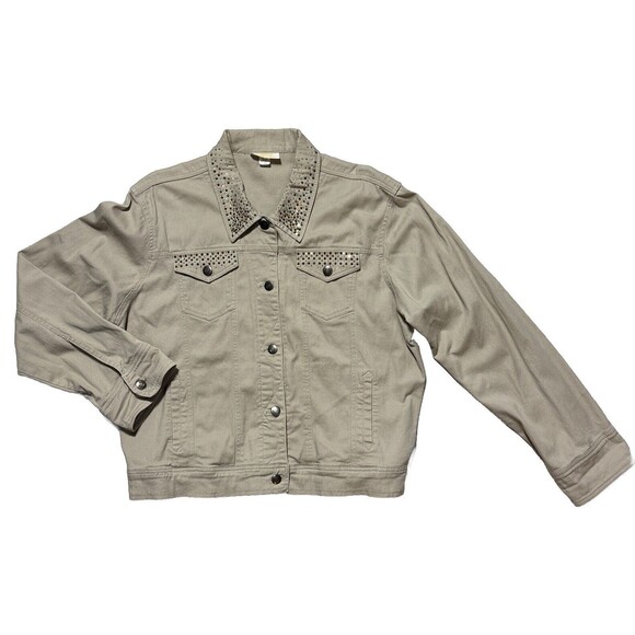 VTG  Womens L Studded Denim Button Up Jacket  Retro Y2K 90’s Fairy - Picture 3 of 11